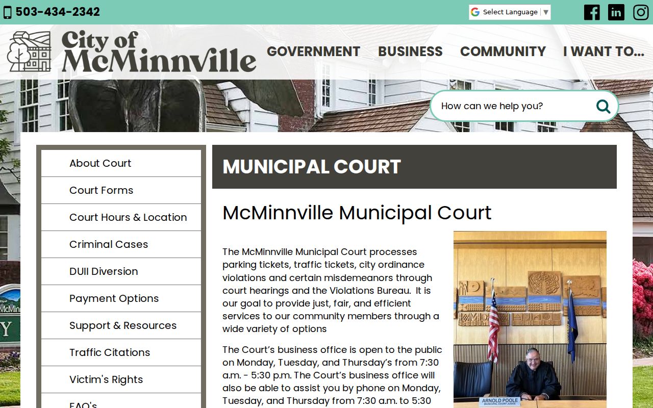 McMinnville Municipal Court criminal records and services