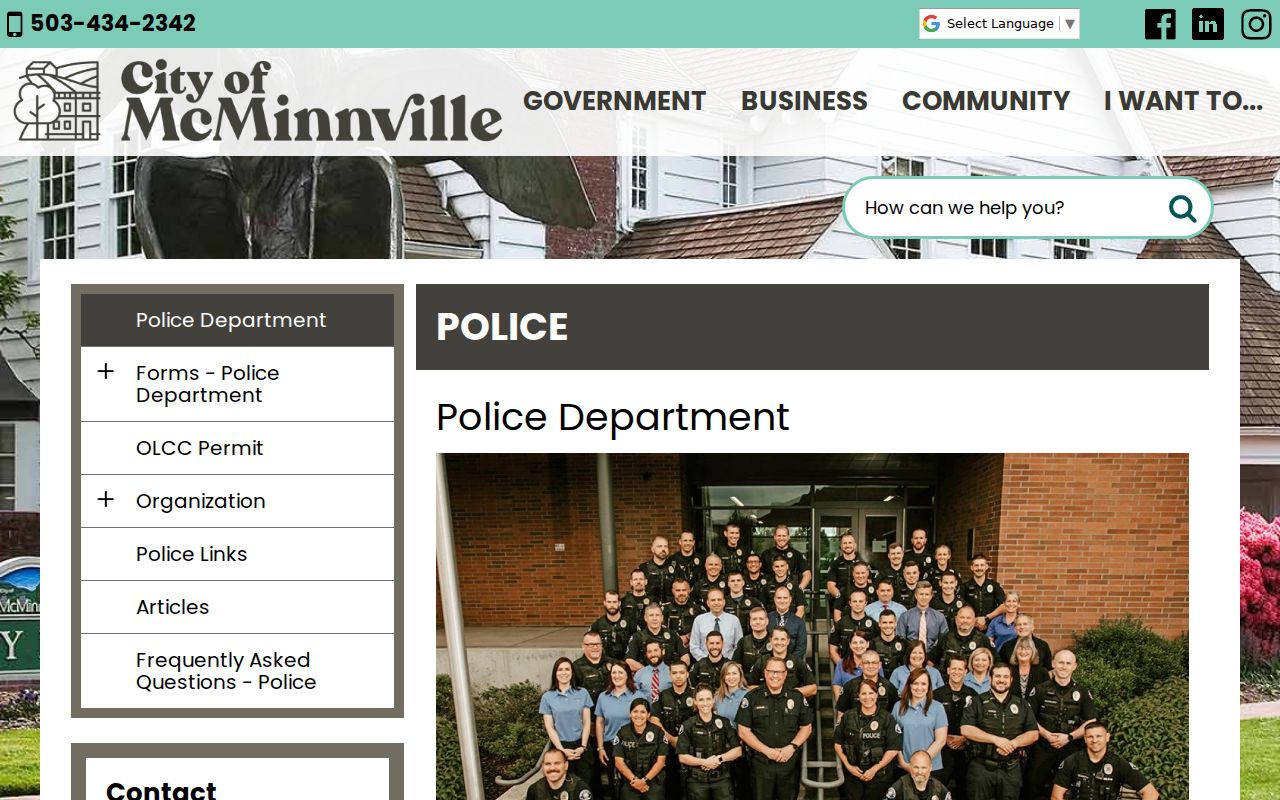 McMinnville Police Department criminal records information