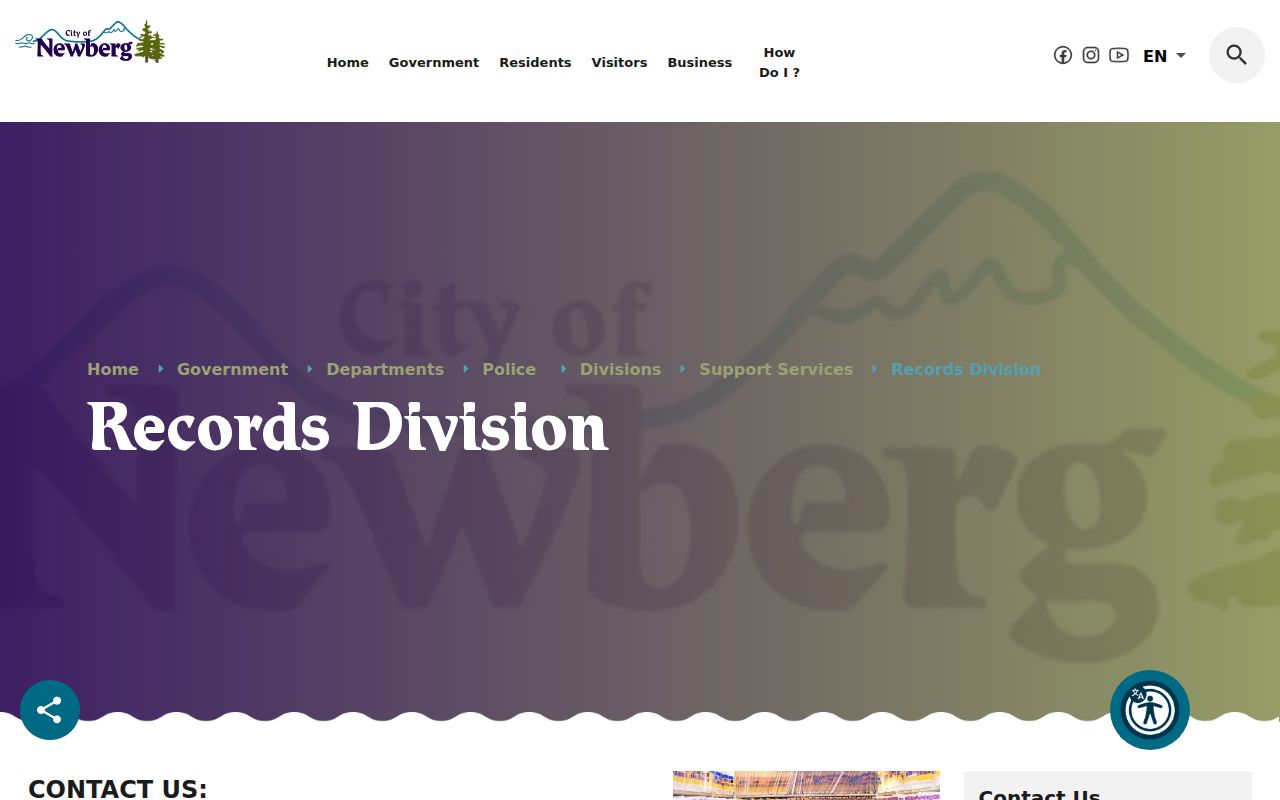 Newberg-Dundee Police Records Division request page