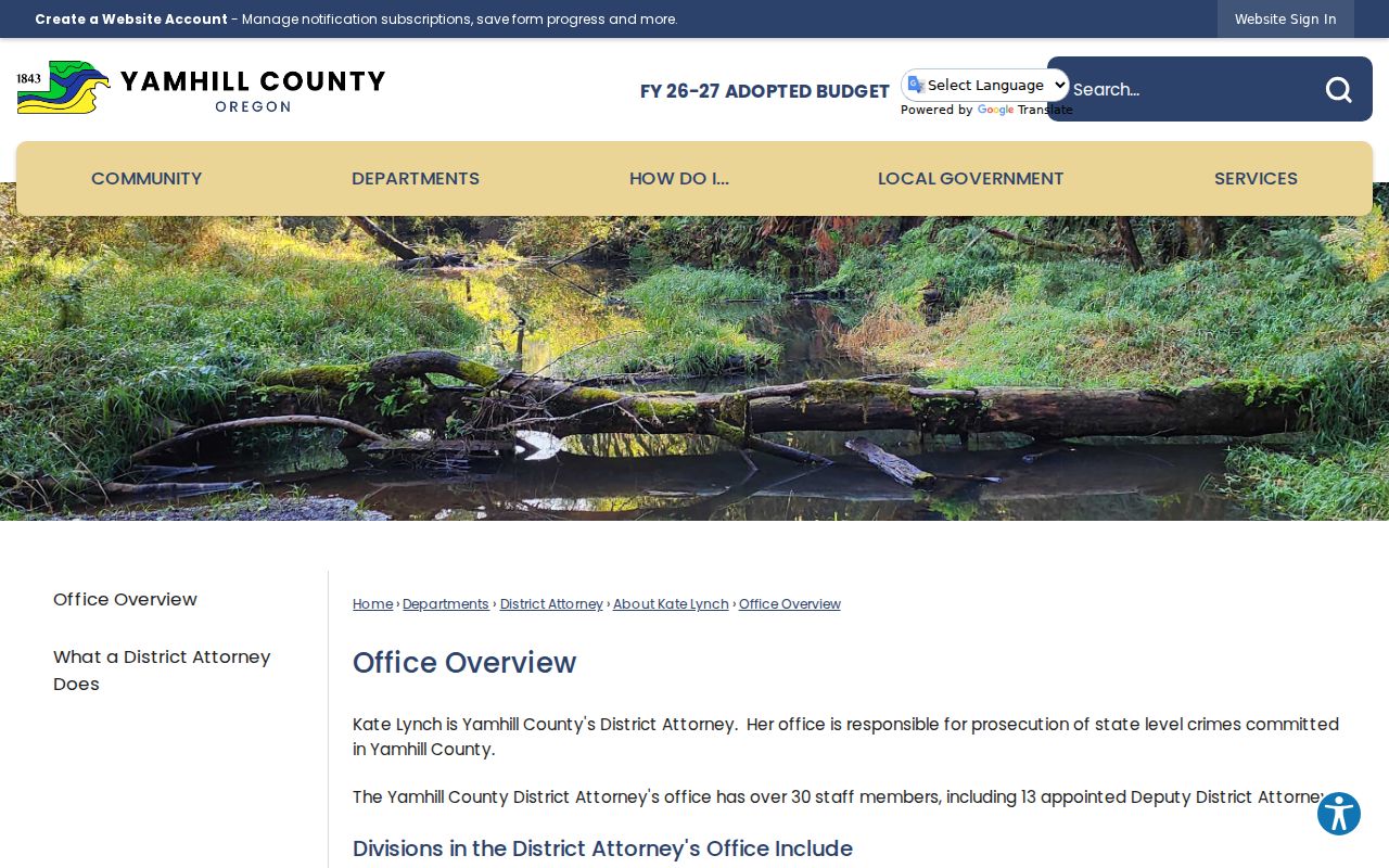 Yamhill County District Attorney office overview