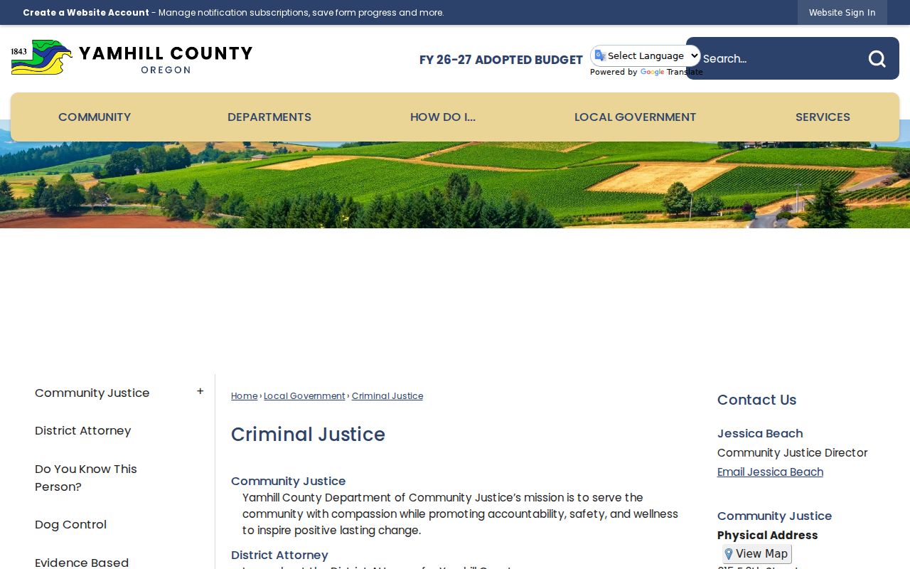 Yamhill County Community Justice program overview