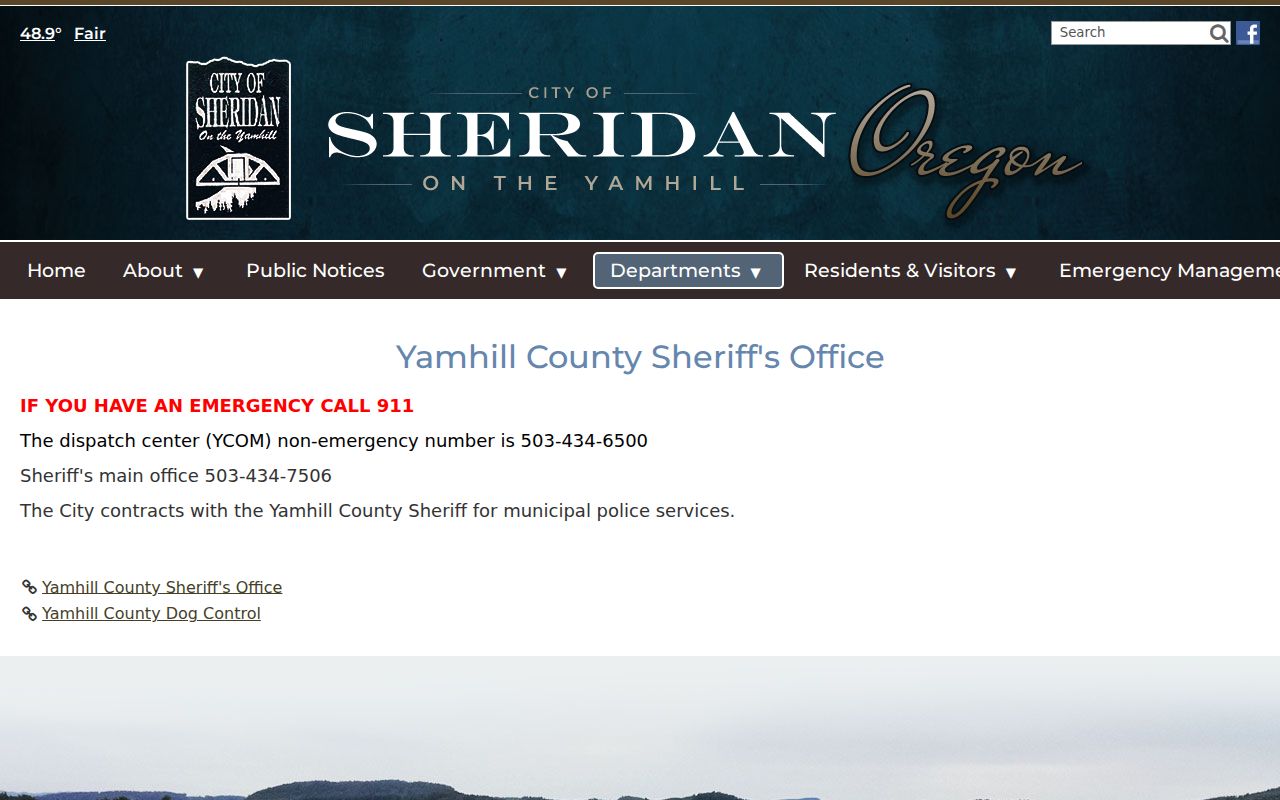 Sheridan criminal records and YCSO contract policing page